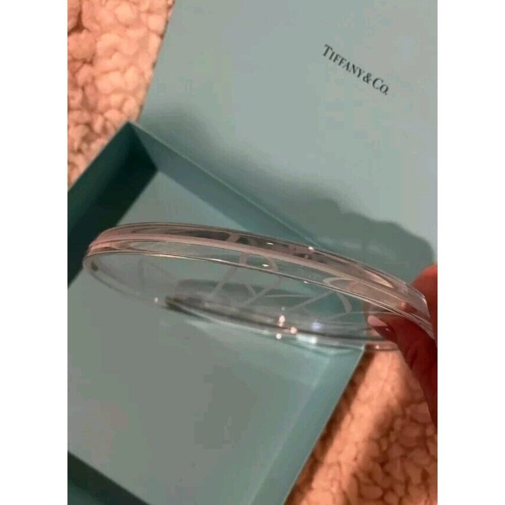 Tiffany & Co 8” Crystal Dessert/Salad Plate RETIRED Wheat Leaf Etched NEW - Picture 14 of 16